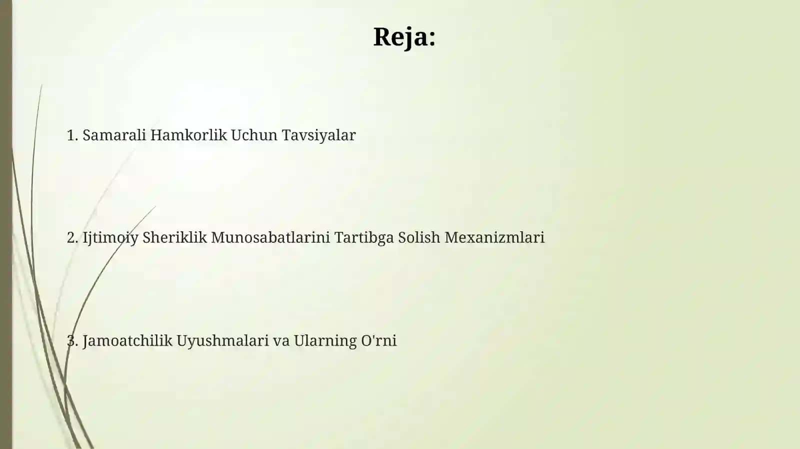 JAMOA KELISHUVLARI VA ULARNING IJTIMOIY SHERIKCHILIK MUNOSABATLARINI TARTIBGA SOLINISHIDAGI O‘RNI 2