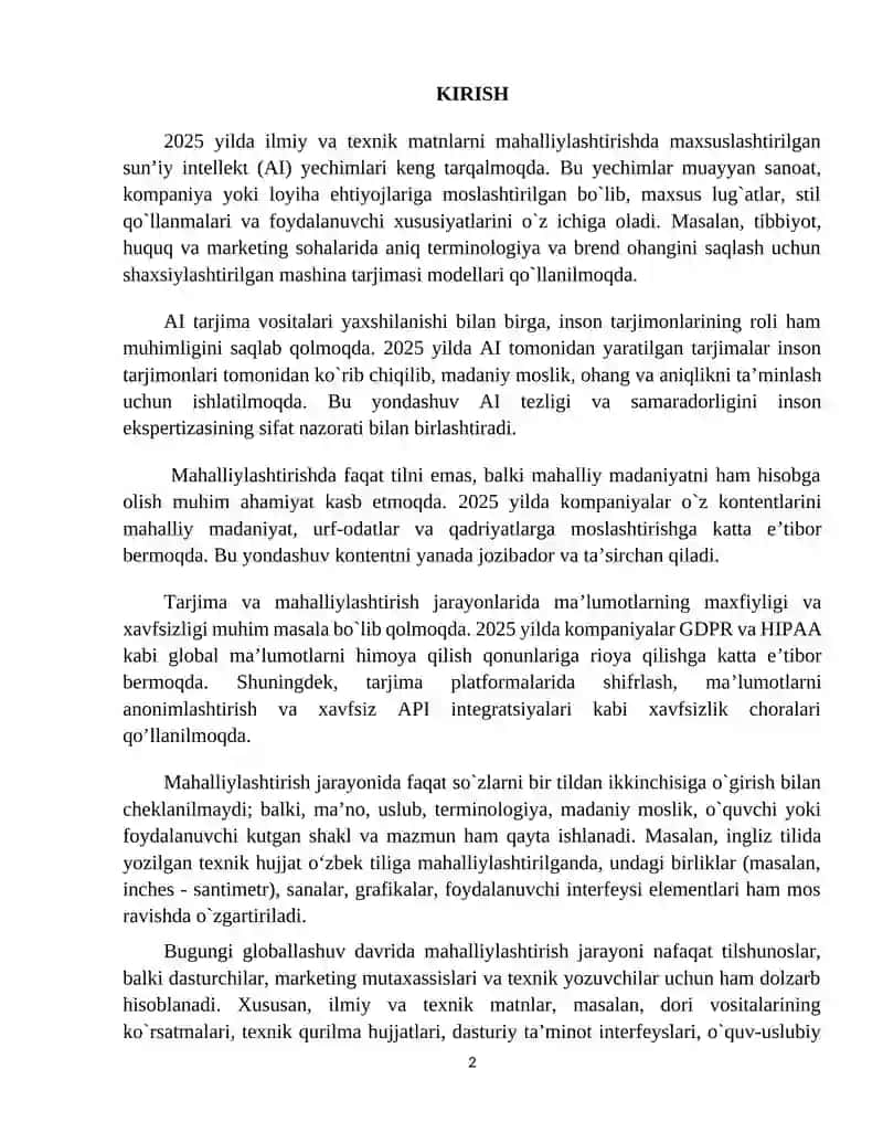TURLI BOZORLAR UCHUN ILMIY VA TEXNIK MATNLARNI MAHALLIYLASHTIRISH 2