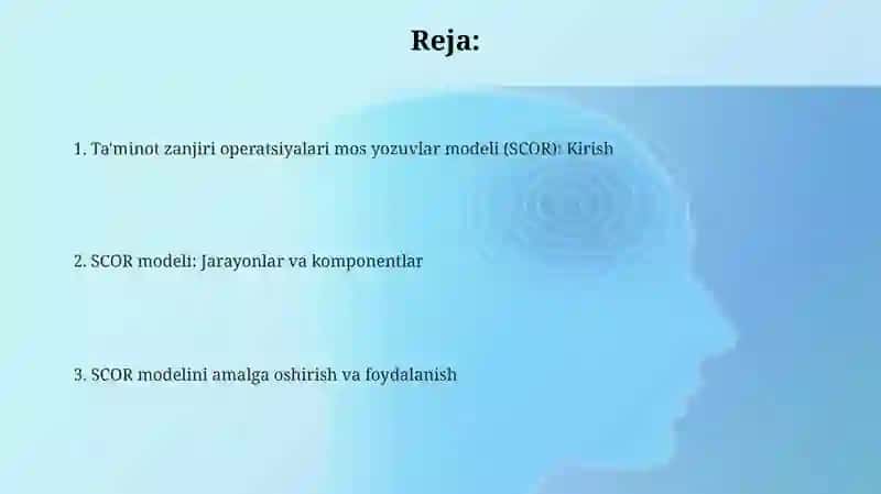 Ta'minot zanjiri operatsiyalari uchun malumotnoma SCOR modeli 2
