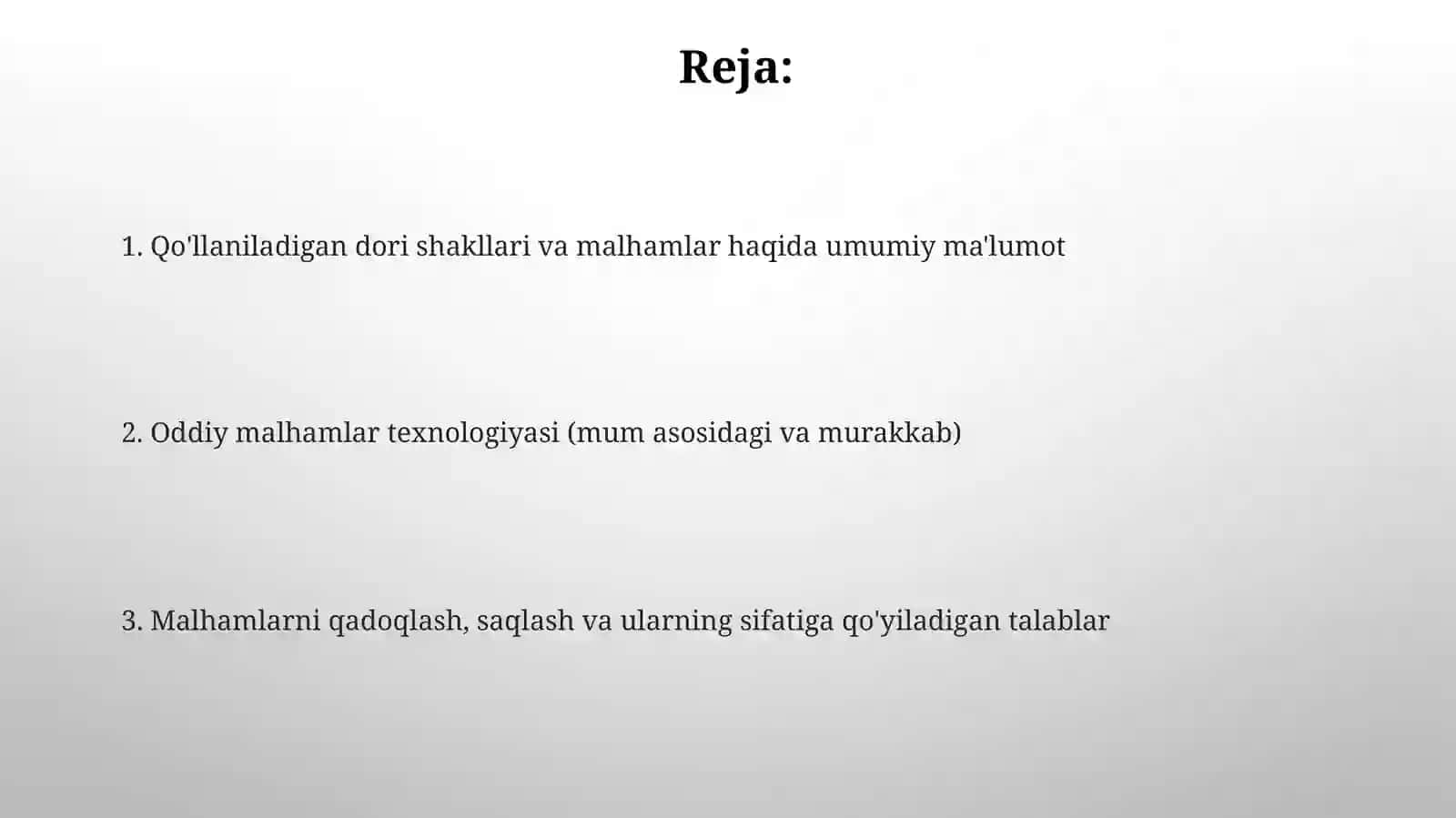 Applikatsiondorishakllari va Oddiy malhamlar texnologiyasi 2