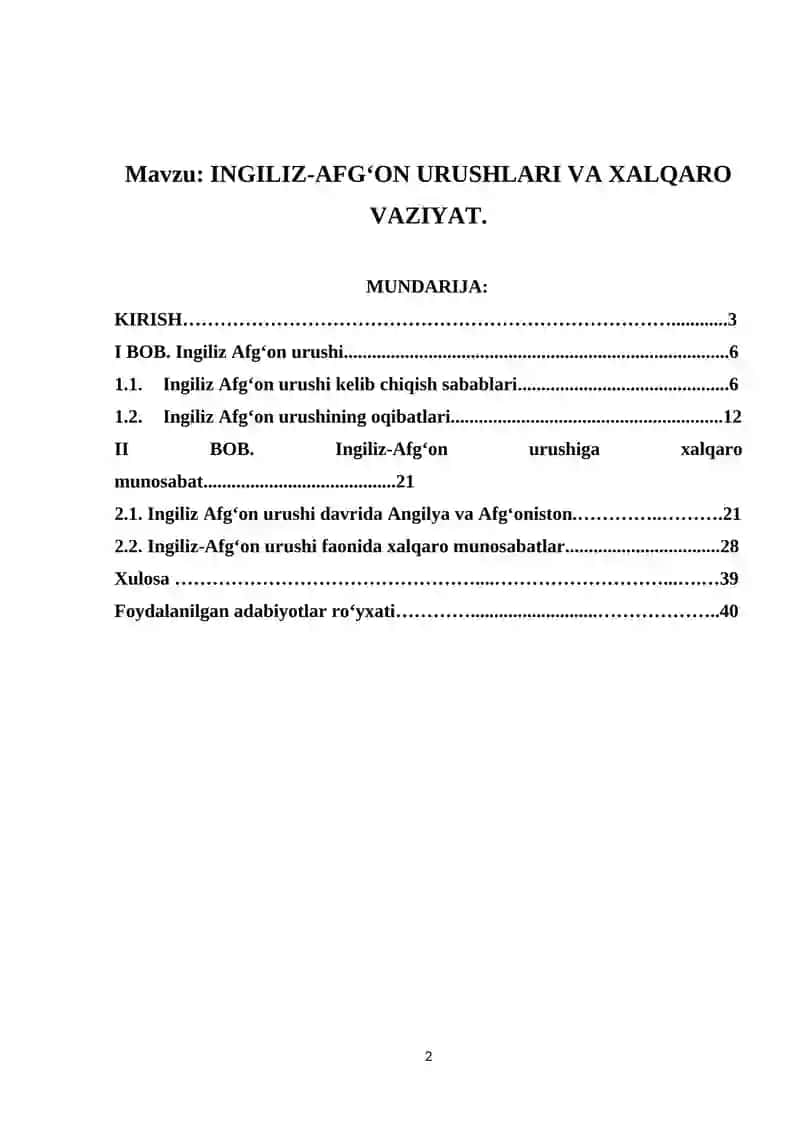INGILIZ-AFG'ON URUSHLARI VA XALQARO VAZIYAT 2