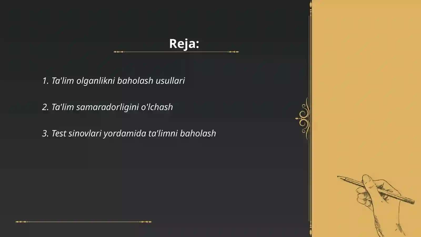 Ta'lim olganlikni baholash usullari 2