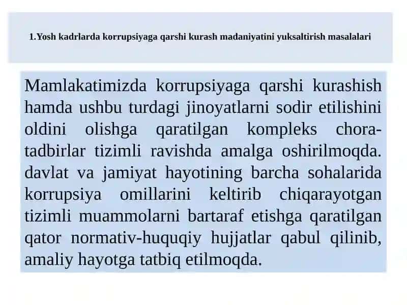 O‘zbekiston dako rupsiyaga qarshi kurashning ijtimoiy, g‘oyavi yasoslari 2