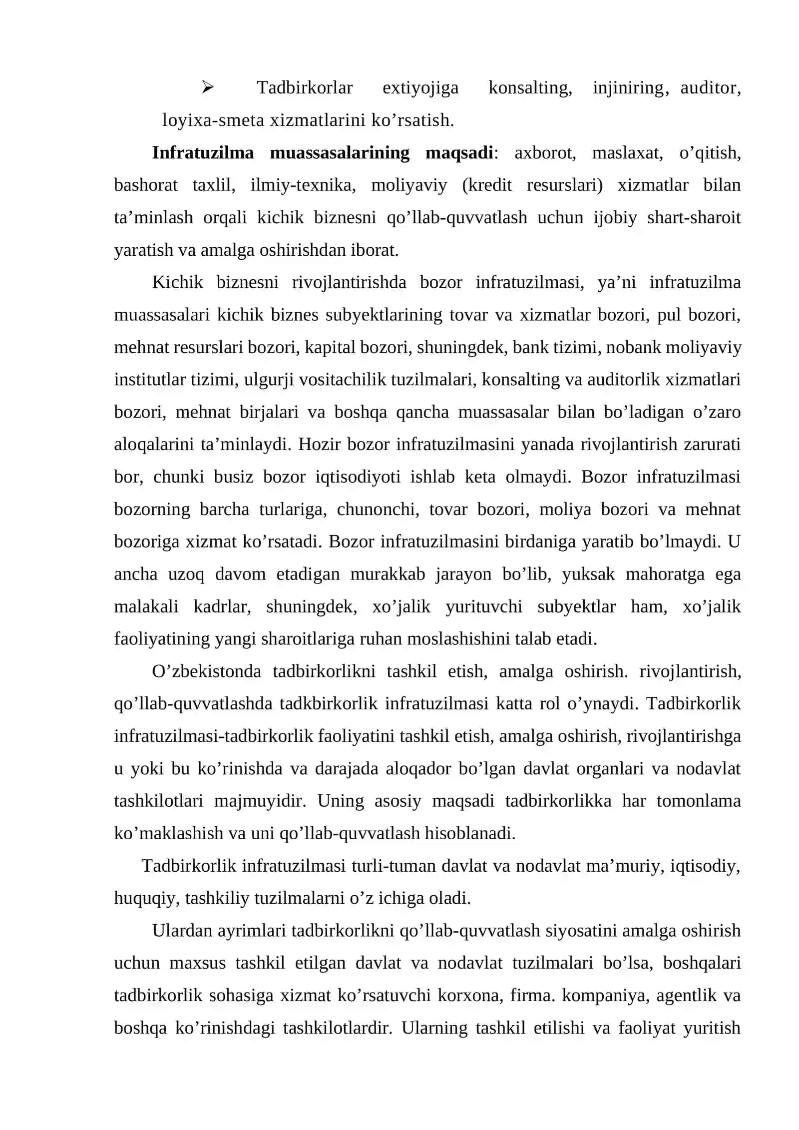 Tadbirkorlik infratuzilmasi 2