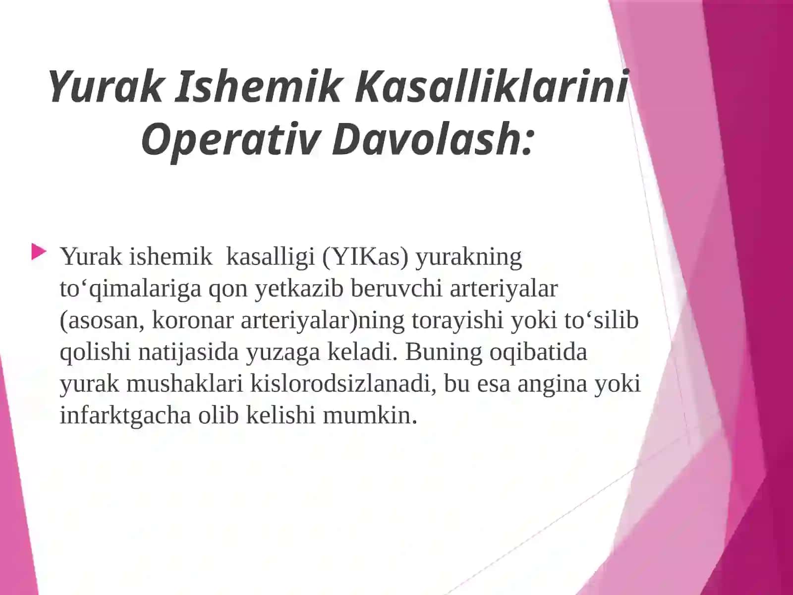 Yurak Ishemik Kasalliklarini Operativ Davolash 2