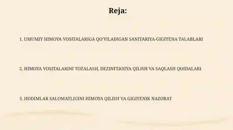 Jamoaviy himoya vositalariga qòyilgan sanitar-gigiyenik talablar 2