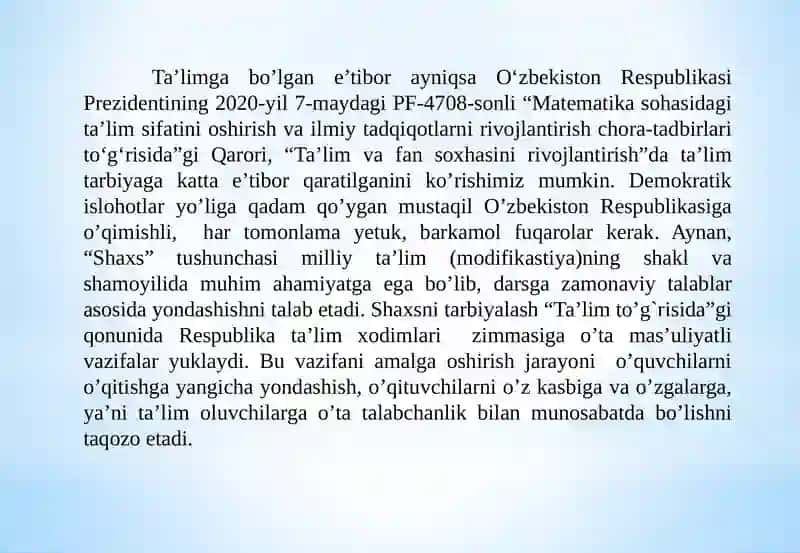 Maktabda geometriya (planimetriya) fanini o‘qitishning o‘ziga xos xususiyatlari 2