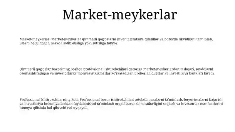 Qimmatli Qog‘Ozlar Bozorining Professional Ishtirokchilari 2