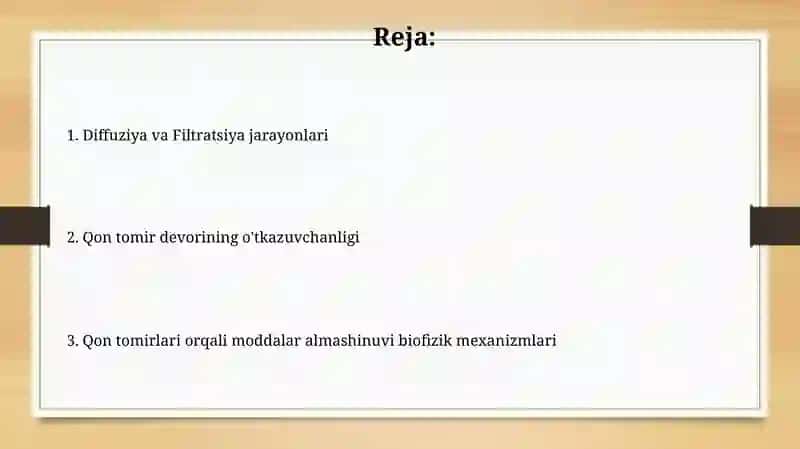 Qon tomirlari orqali moddalar almashinuvining Biofizikaviy Mehanizmi 2