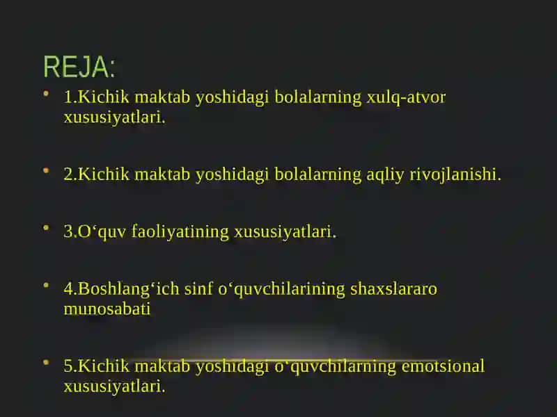 Kichik Maktab Yoshida Psixik Rivojlanish Xususiyatlari 2