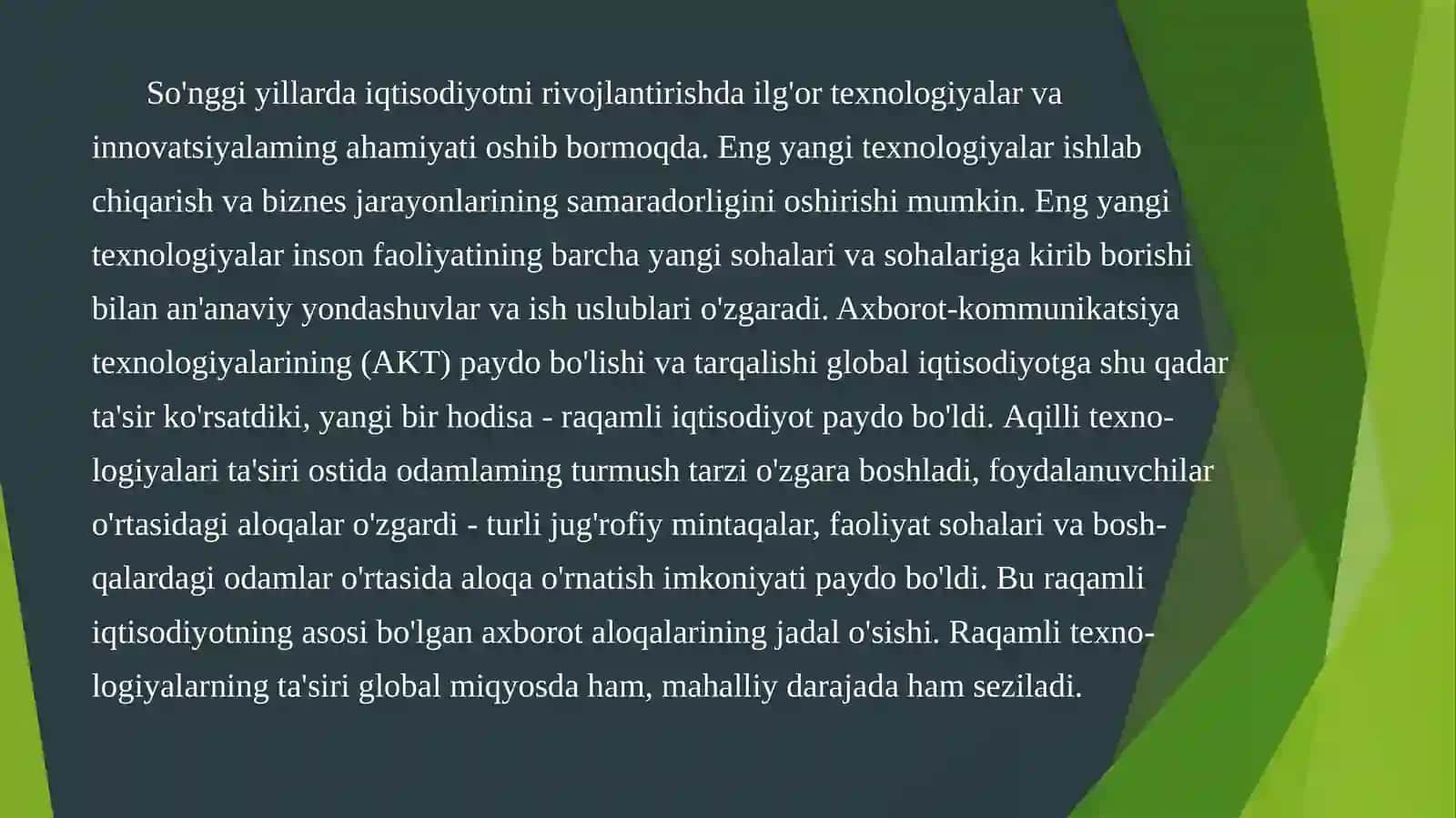 Raqamli iqtisodiyotni rivojlantirishda axborot kommunikatsiya texnologiyalari o'rni 2