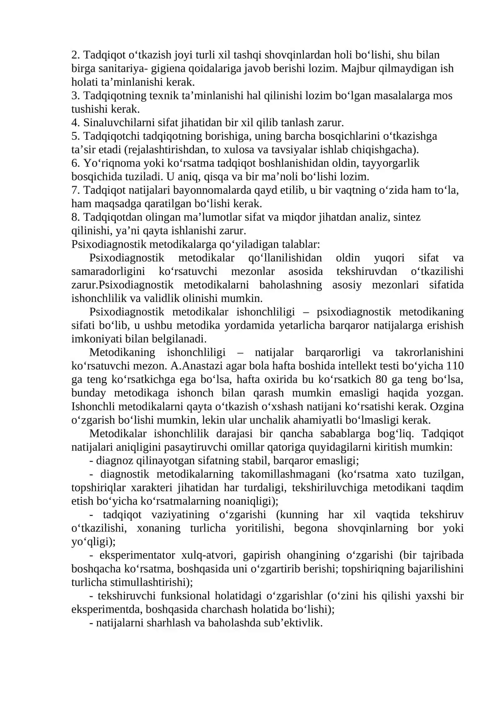 BOLA PSIXIKASINI O'RGANISH PRINSIPLARI, PSIXOLOGIK TADQIQOTNI O'TKAZISH SHAKLLARI 2