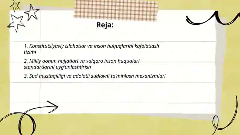 Yangi O'zbekistonda inson haq-huquqlari va erkinliklari kafolatining yaratilishi 2