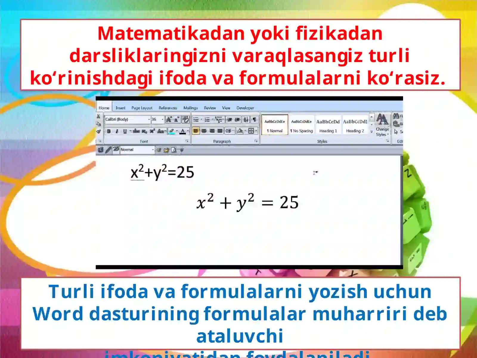 Wordda formulalary o'zish 2