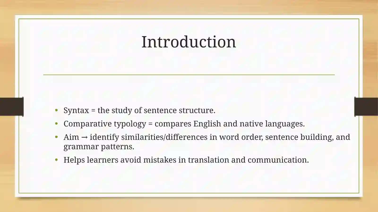 Typology of Syntactic Level of English and Native Languages 2