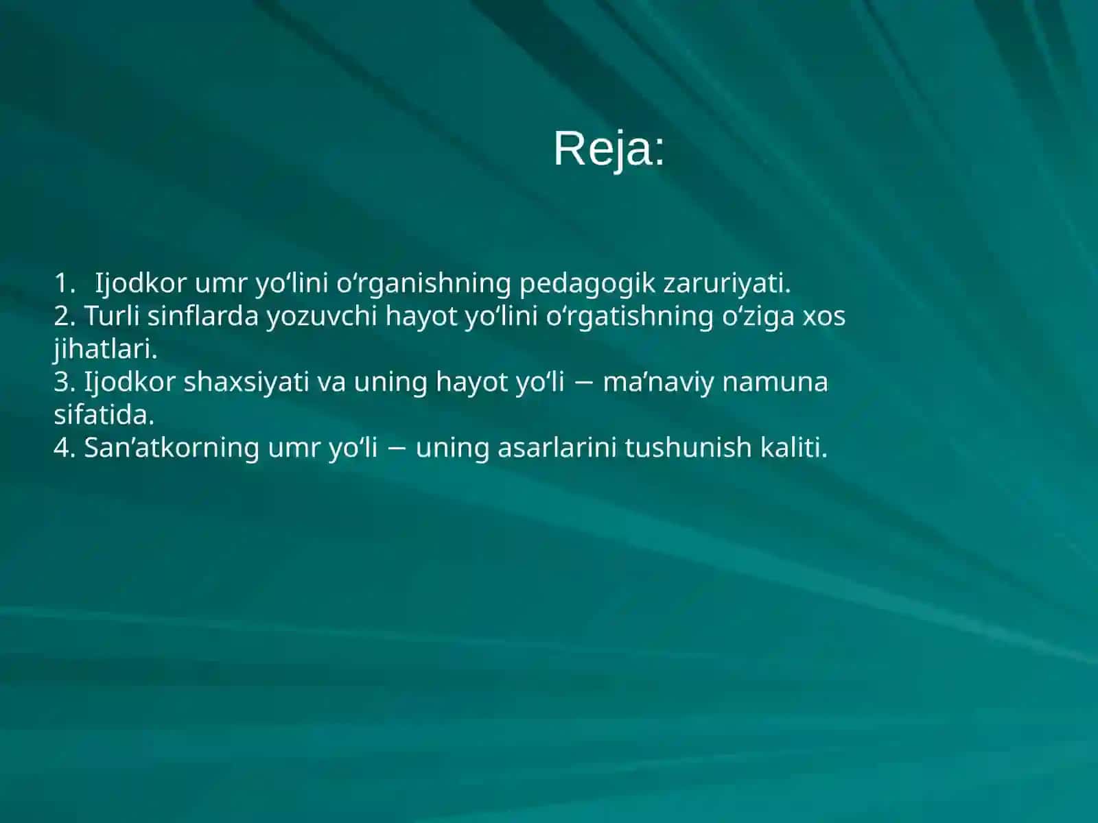 Ijodkor umr yo’lini o’rgatish metodikasi 2