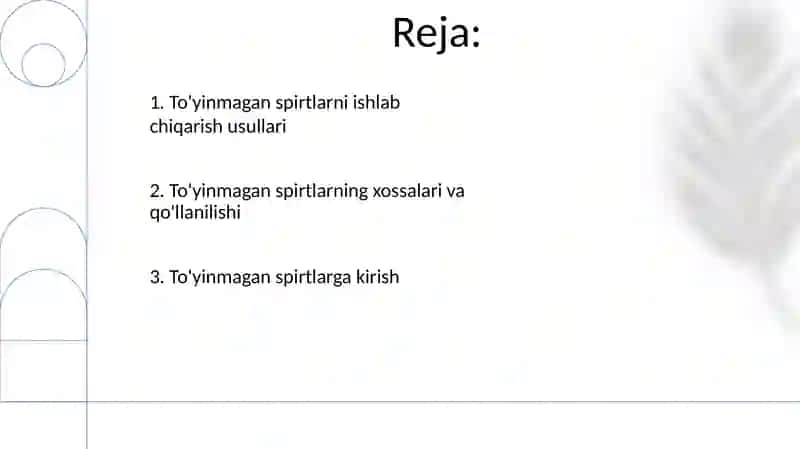 To'yinmagan spirtlar. Olinishi. Xossalari 2