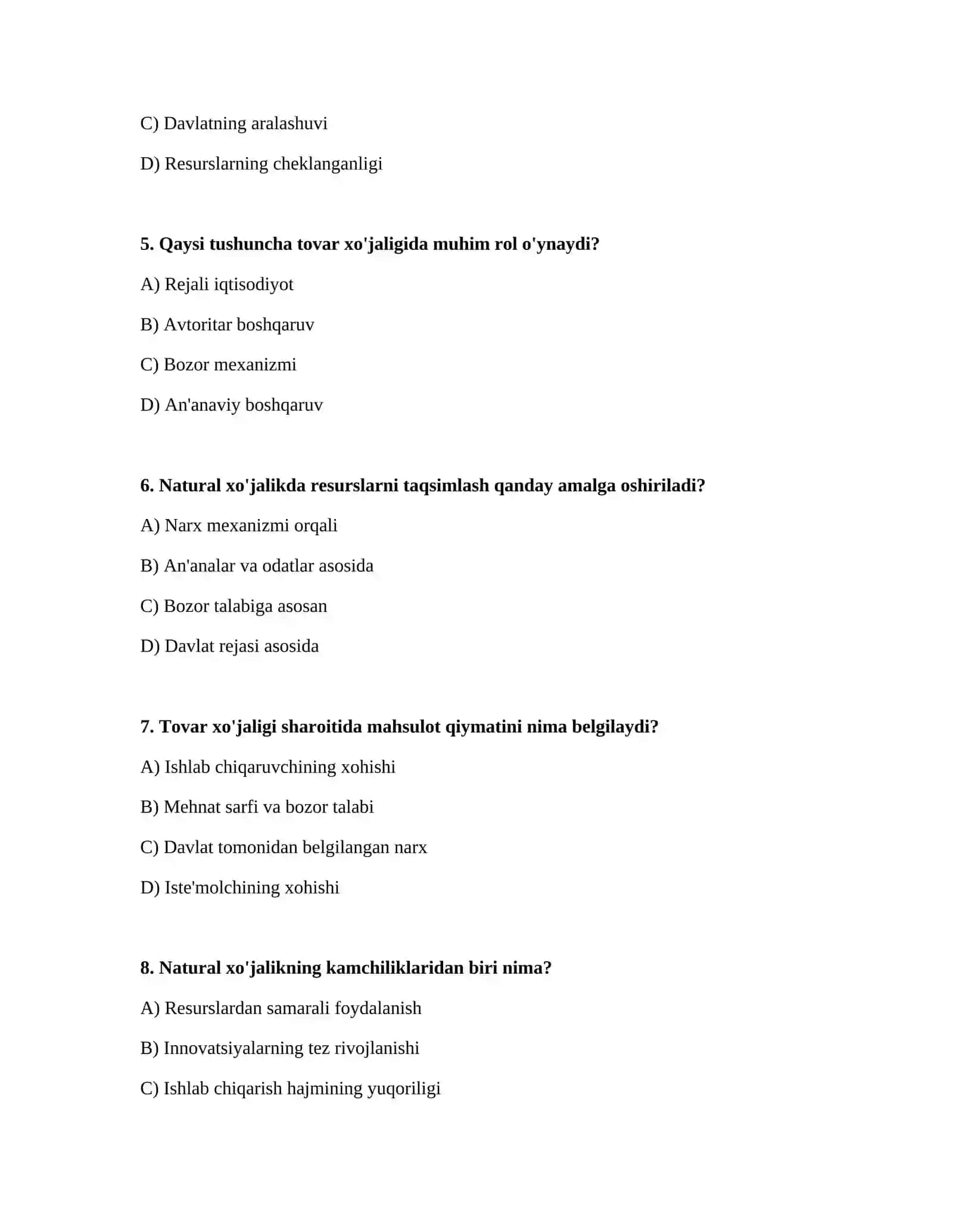 Ijtimoiy xo'jalik yuritish shakillari:natural va tovar xo'jaligi 2