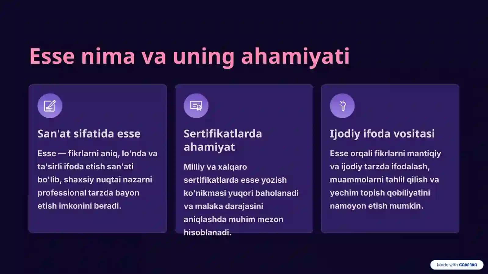 Esse Yozish San'ati va 65+ Sertifikat Olish Yo'li 2
