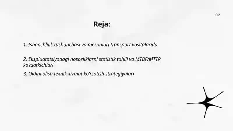 Transport vostalari ekspluatatsiyada ishonchliylini boshqarish 2