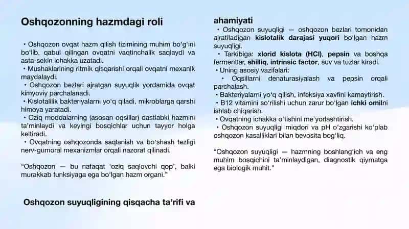 Oshqozon suyuqligining klinik tashxisi 2