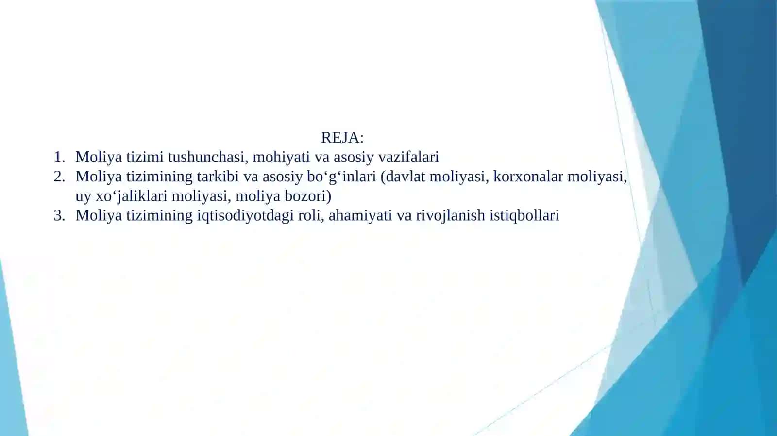 MOLIYA TIZIMLARI VA UNING BO`G`INLARI 2