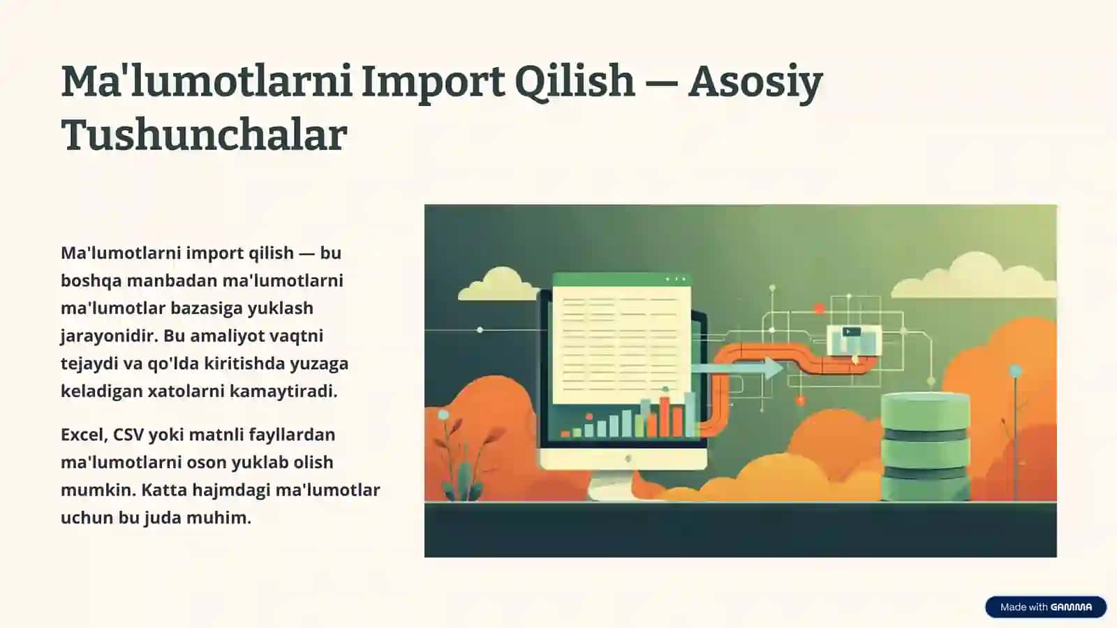 Ma'lumotlarni Import Qilish va Relyatsion Ma'lumotlar Bazasini Yaratish 2