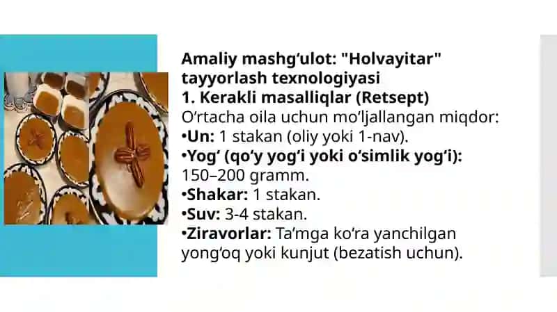 AMALIY MASHG'ULOT MILLIY TAOMLARDAN  HOLVAYITAR TAYYORLASH 2