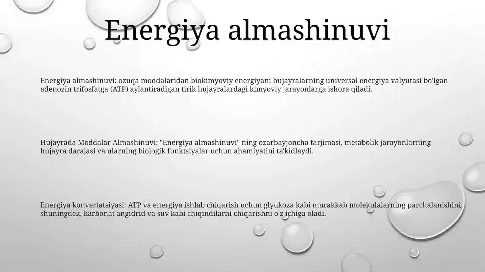 Hujayrada Moddalar Almashinuvi 2