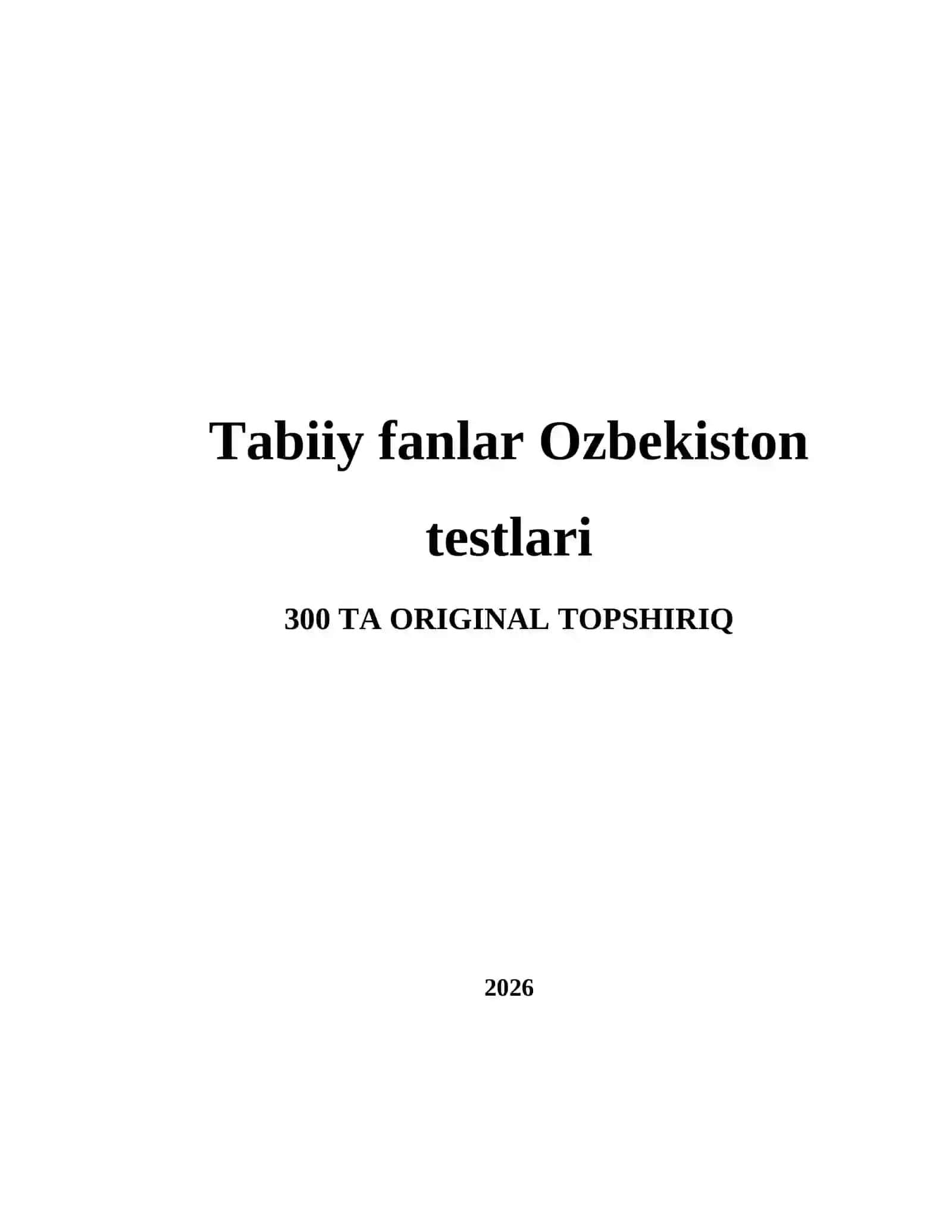 Tabiiy fanlar Ozbekiston testlari 2