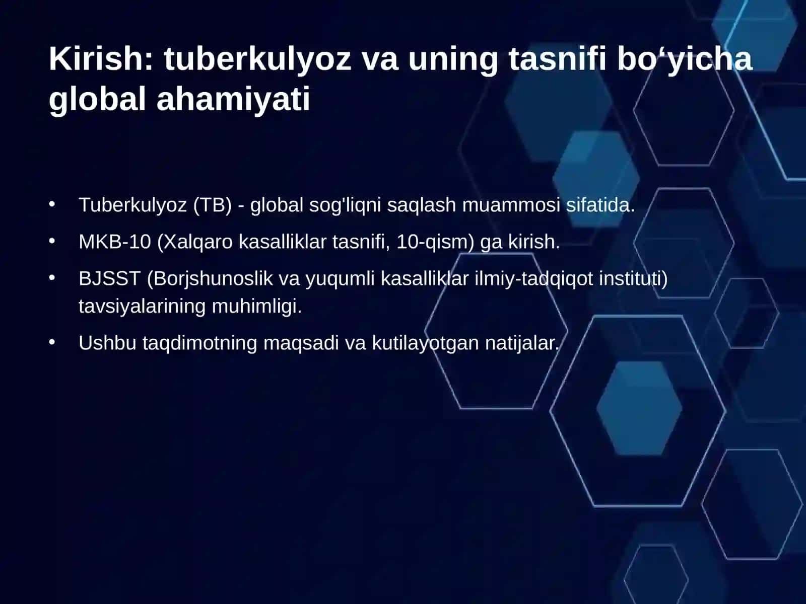 Tuberkulyozning MKB-10 bo‘yicha tasnifi 2