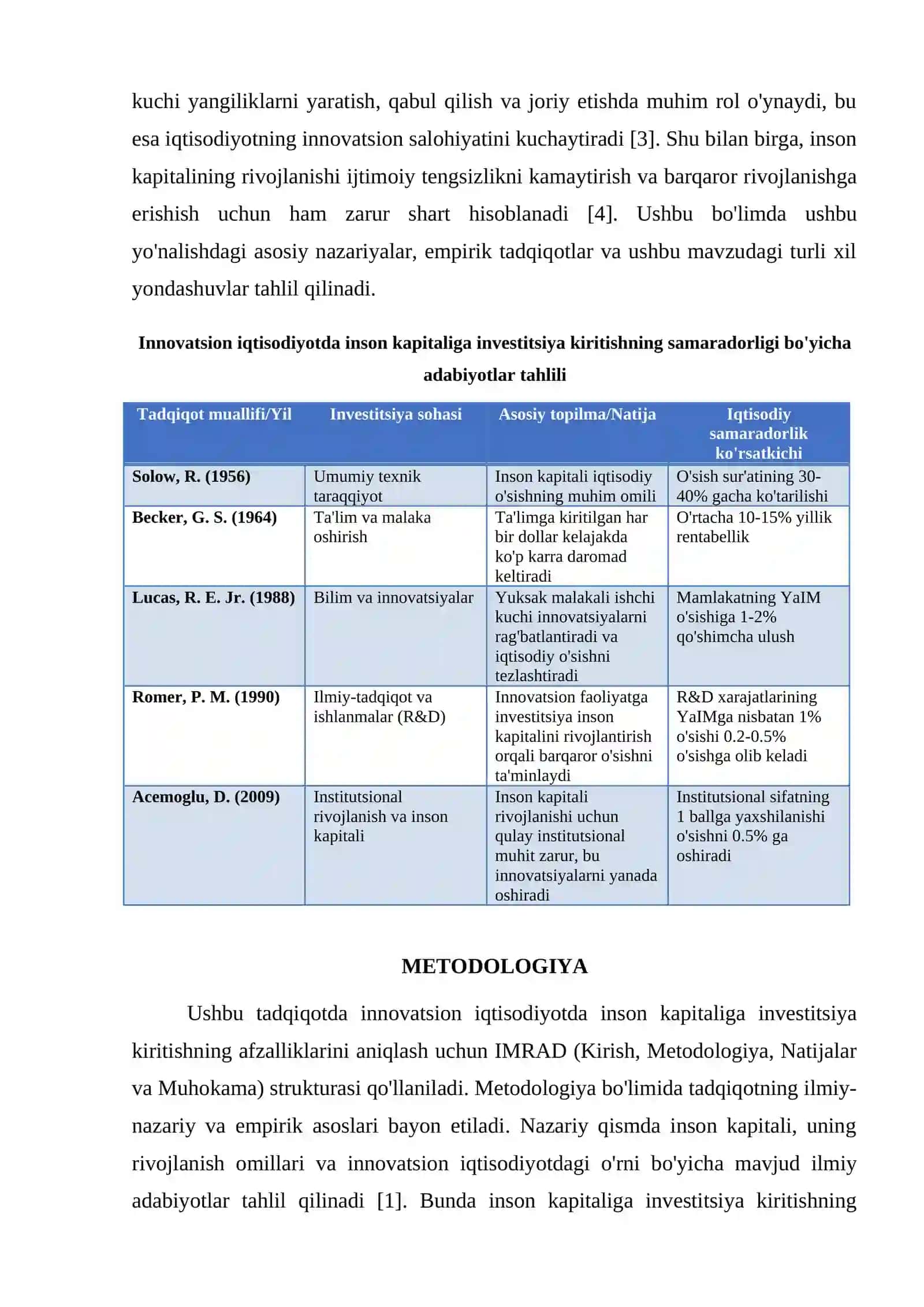 INNOVATSION IQTISODIYOTDA INSON KAPITALIGA INVESTITSIYA KIRITISHNING AFZALLIKLARI 2