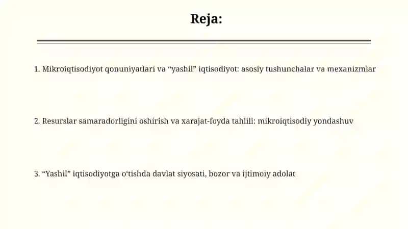 Mikroiqtisodiyot qonunlari va "Yashil" iqtisodiyotga o'tish: Asosiy tushunchalar 2