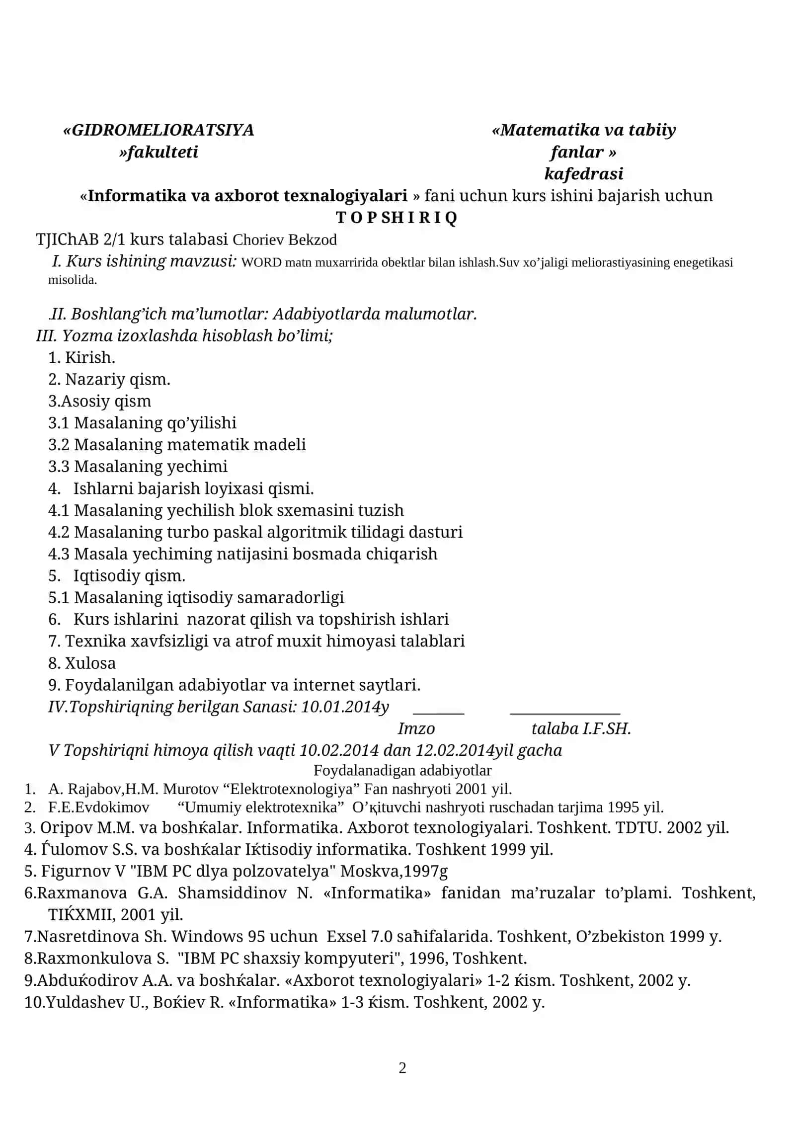 WORD matn muharrida ob`yektla bilan ishlash 2