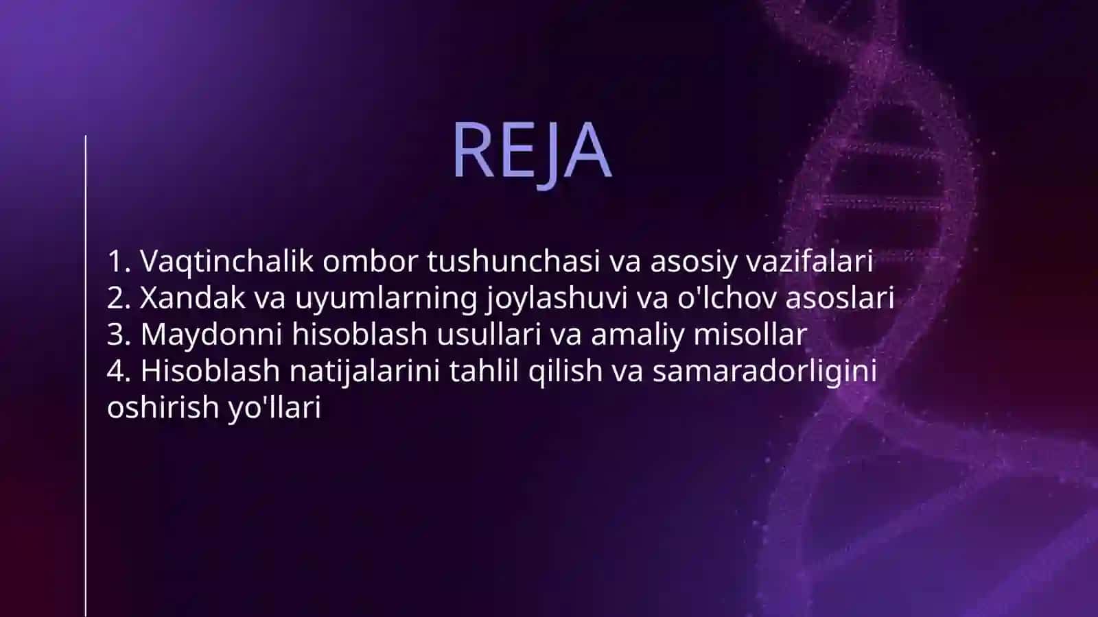 VAQTINCHALIK OMBORLAR, XANDAK VA UYUMLAR MAYDONINI HISOBLASH 2