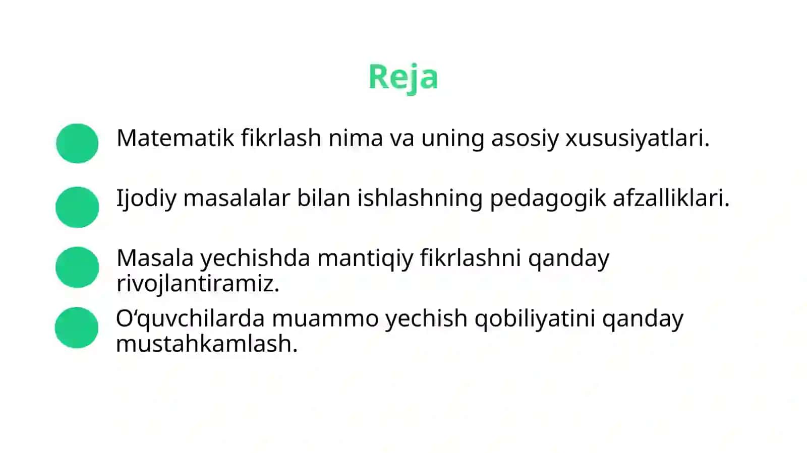 Boshlang'ich sinfda matematikadan tafakkurni mantiqiy fikrlashga rivojlantiruvchi ijodiy topshiriq tarzida masalalar ustida ishlash 2
