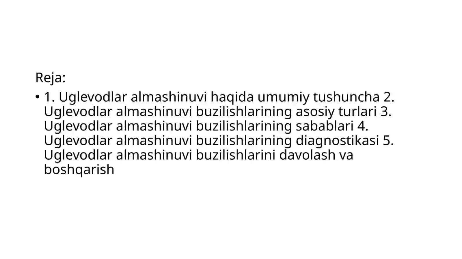 uglevodlar almashinuvi boshqarilishi buzilishi 2