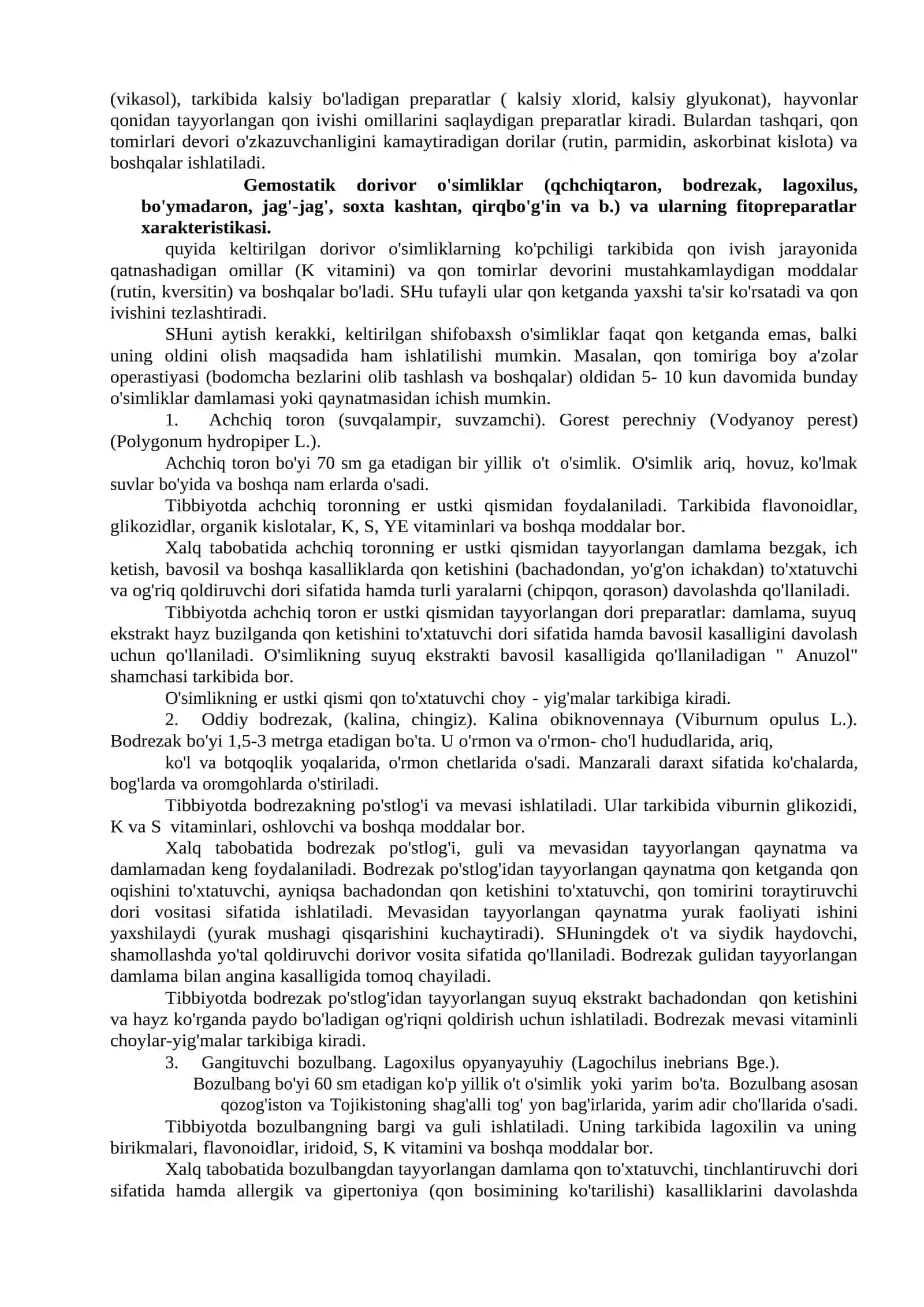 MA'RUZA-17 Qon oqishini to'xtatuvchi dorivor o'simliklar 2
