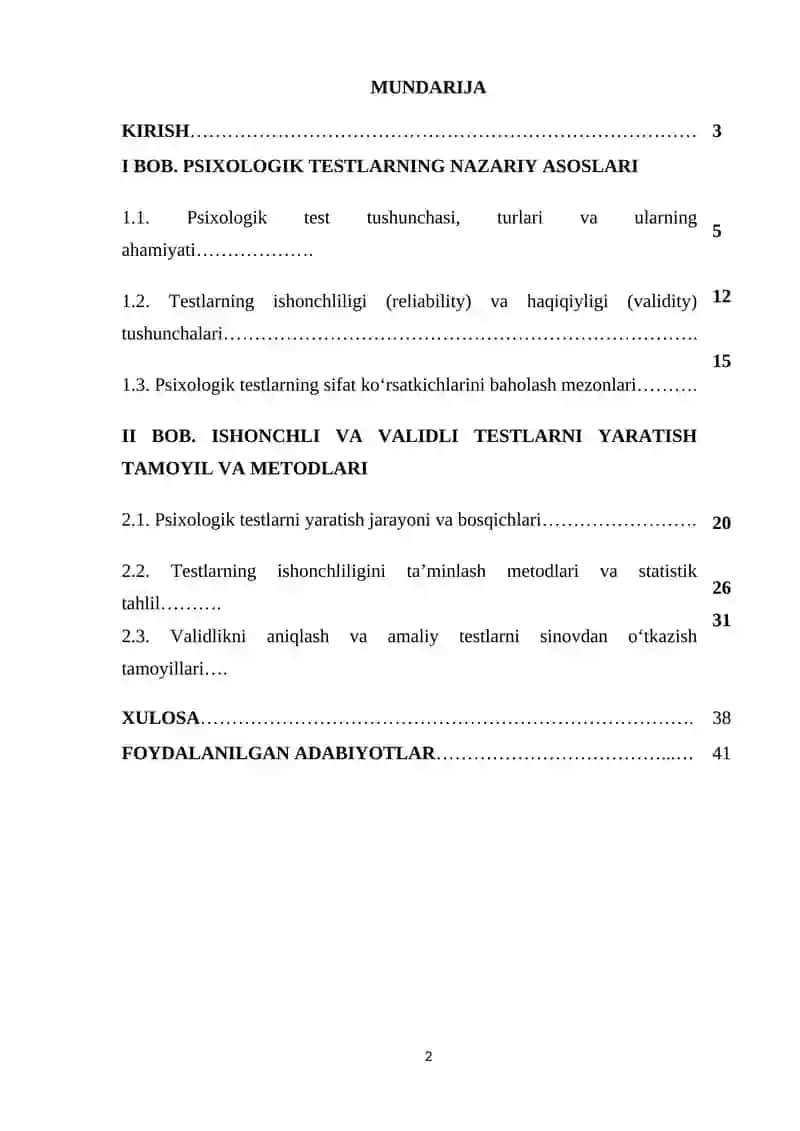 Ishonchli validli testlarni yaratish tamoyil va metodlari 2