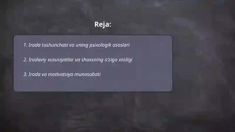 Shaxs va uning irodaviy sohasi 2