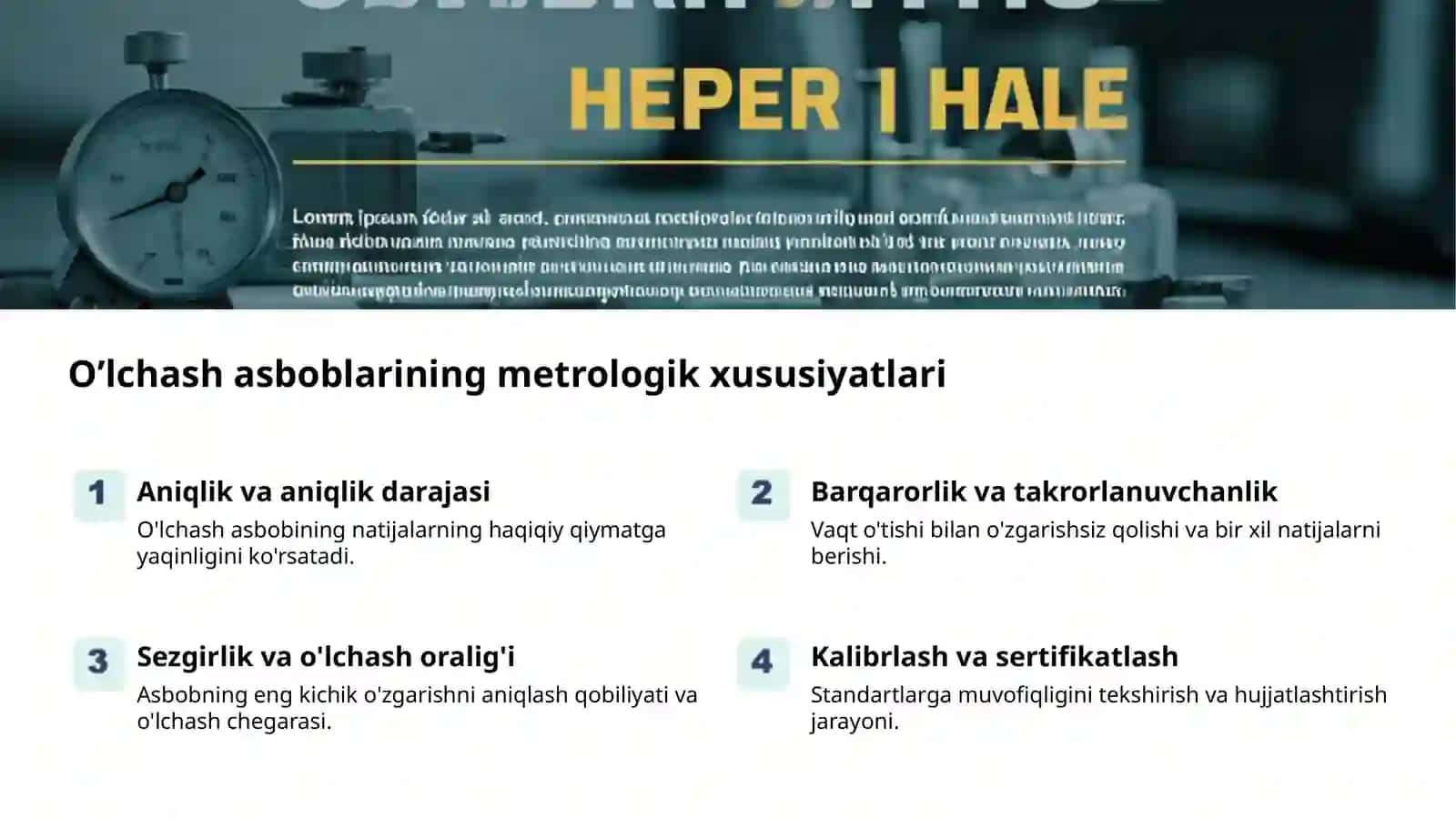 O'lchash asboblarining metrologik tavsiflari 2