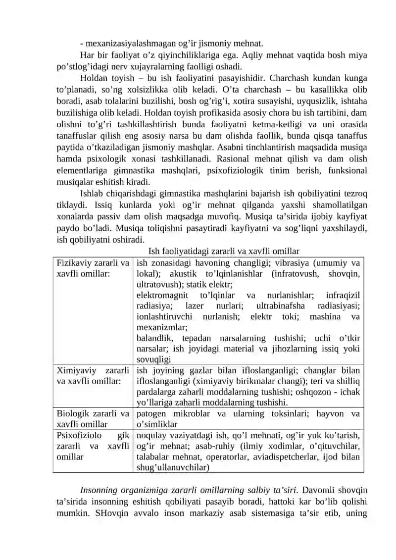 7-Mavzu: Ishlab chiqarishda sodir bo’ladigan baxtsiz xodisalar va kasb kasalliklari. 2