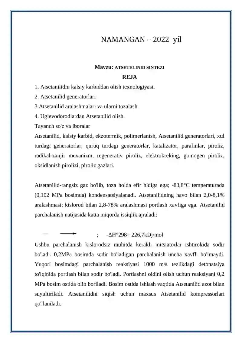 ATSETELINID SINTEZI 2