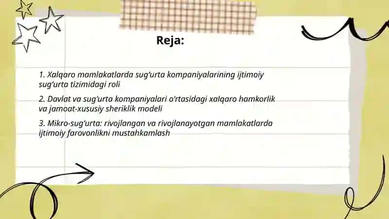 Ijtimoiy farovonlik siyosatiga xalqaro yondashuvlar: sugʻurta kompaniyalari 2