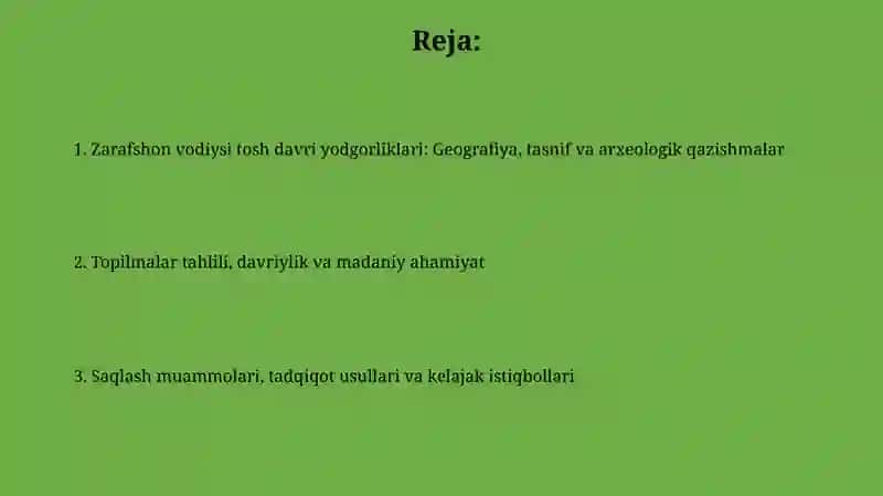 Zarafshon vohasi tosh davri yodgorliklari va ularning oʻrganilishi 2