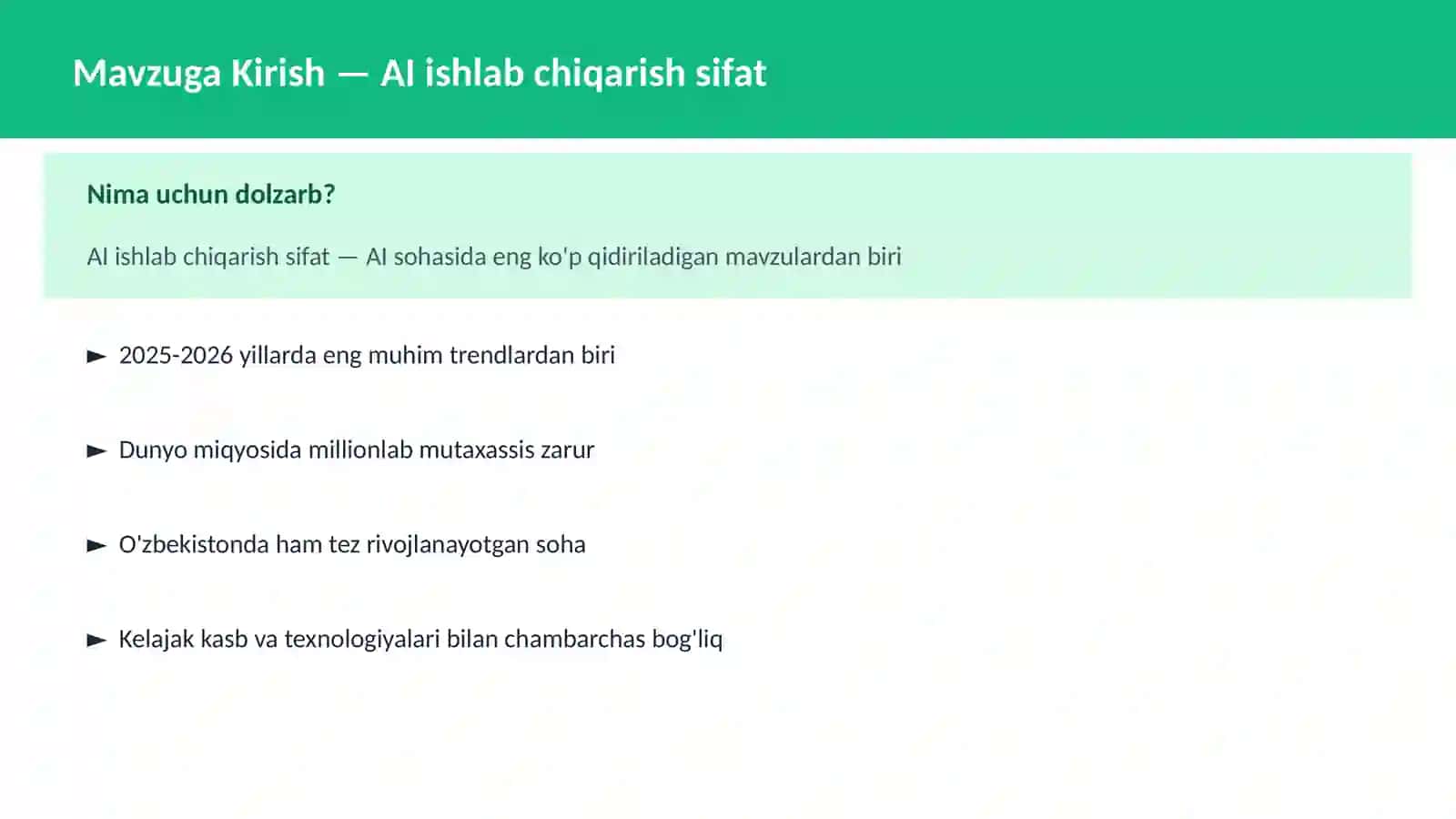 AI ishlab chiqarish sifat 2