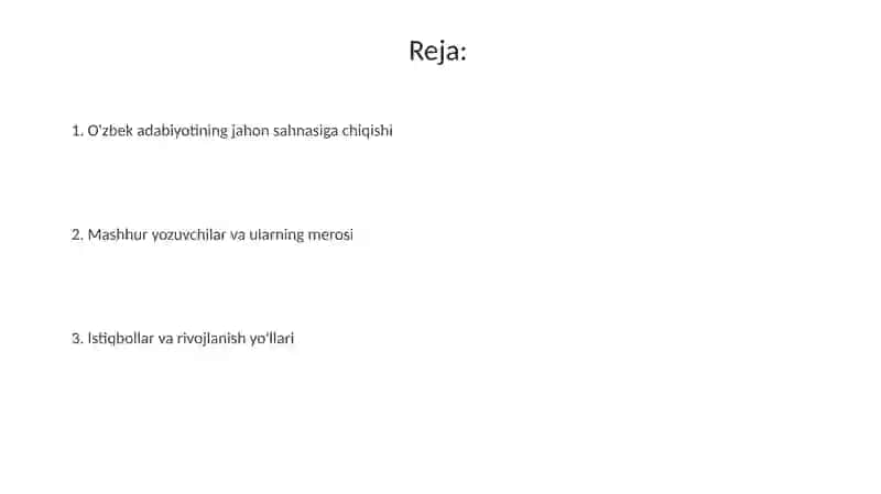 O'zbek adabiyotining jahon sahnasiga chiqishi 2