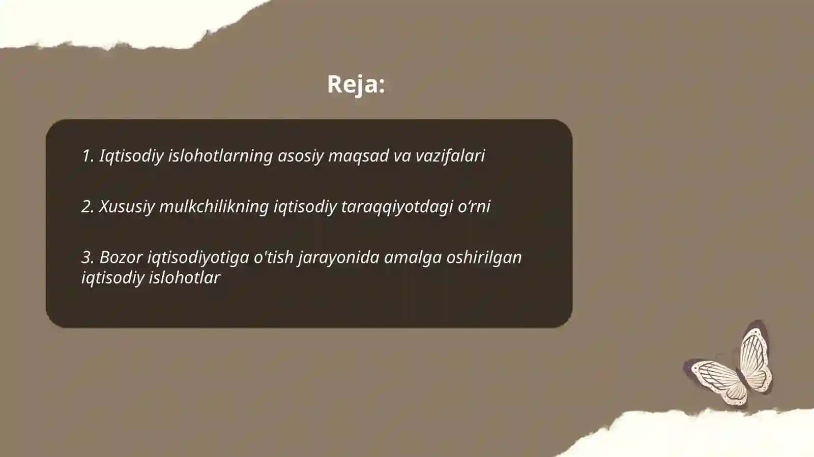 Iqtisodiy islohotlar, xususiy mulkchilikning shakllanishi 2