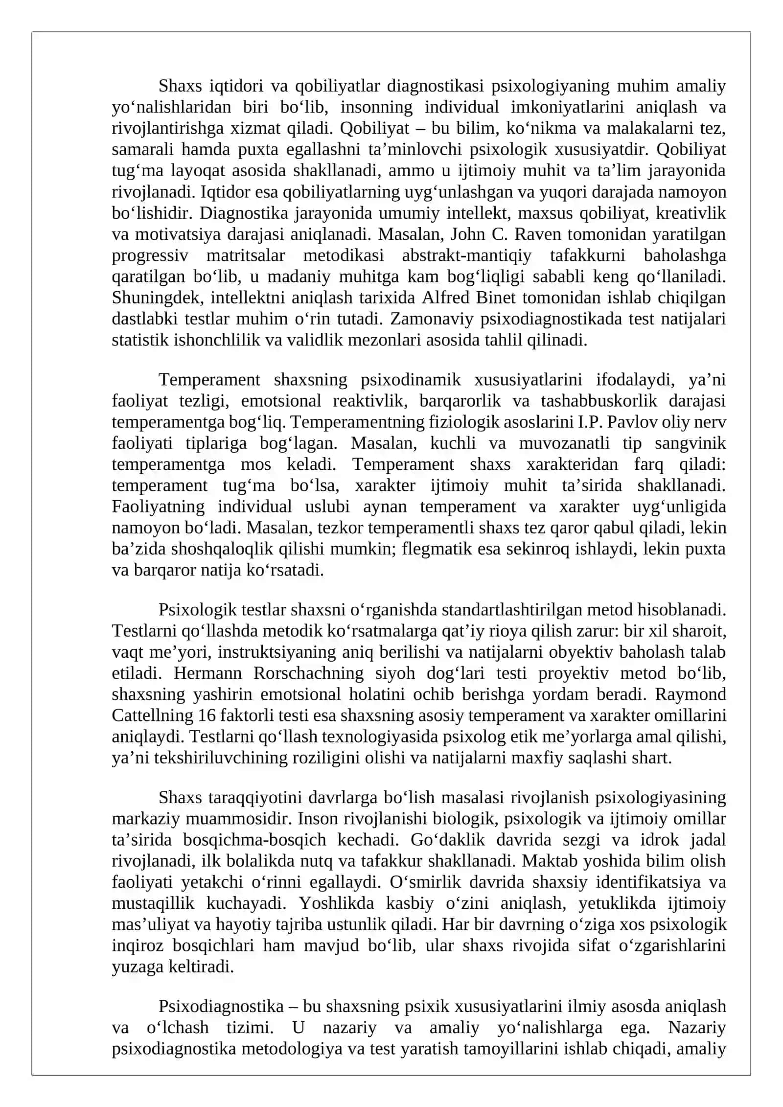 Shaxs iqtidori va qobiliyatlar diagnostikasi 2