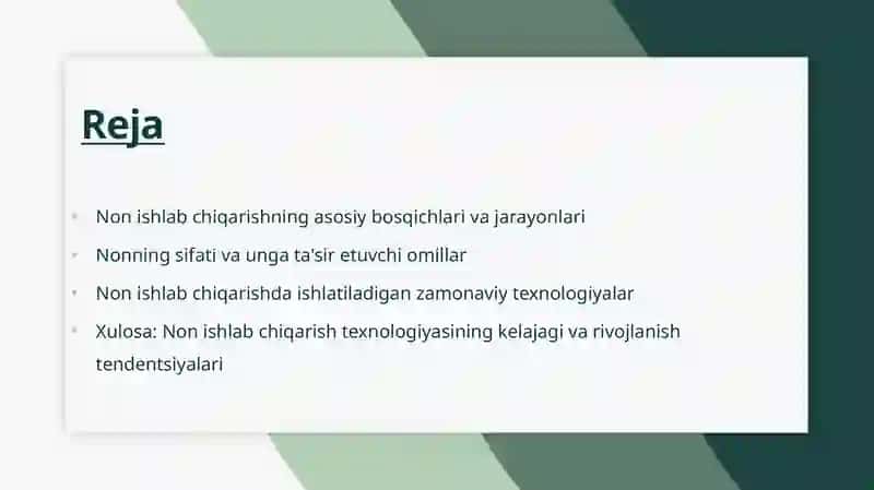 Non ishlab chiqarish texnologiyasi 2